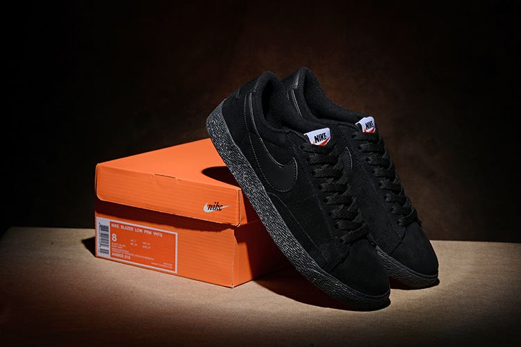 Nike Blazer Low PRM VNTG All Black Shoes - Click Image to Close